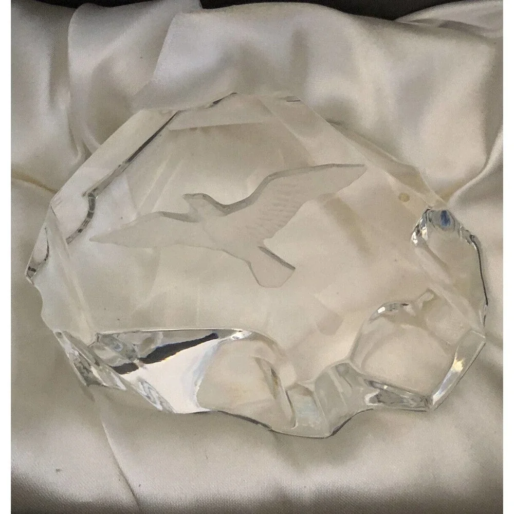 Rare Vintage Tittot Art Glass Crystal Sculpture Paperweight Bird Birds SIGNED